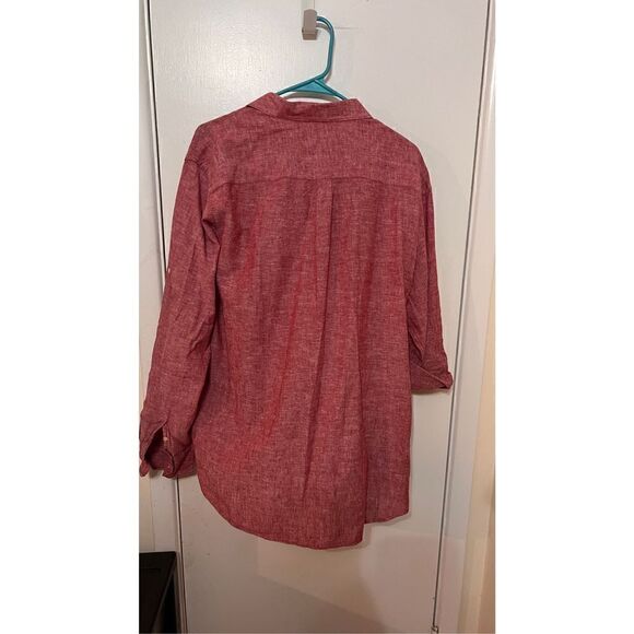 Tasso Elba Island Men's Linen Blend Long Sleeve Button Up Shirt Red Size Large - Picture 7 of 9